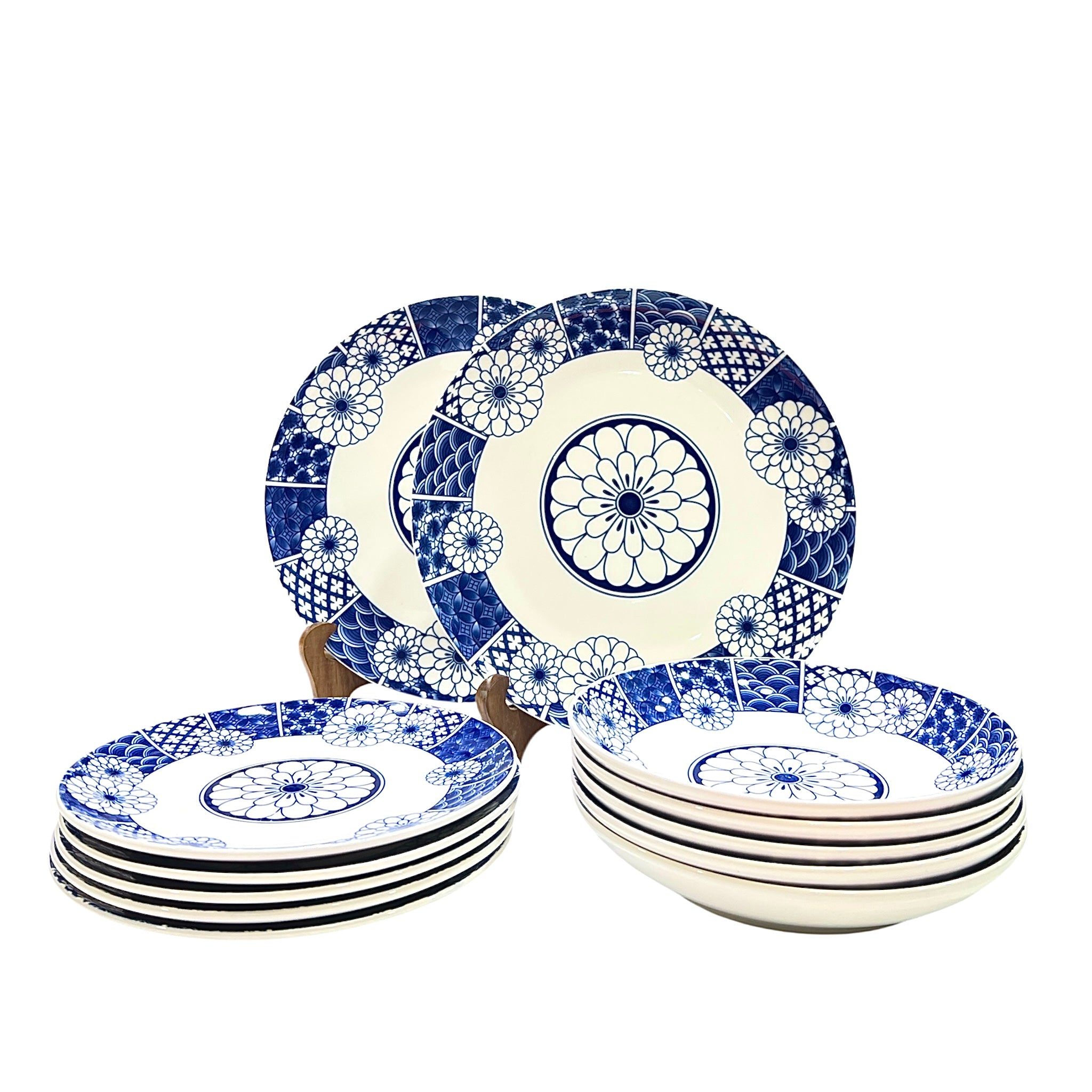 18 Pieces Blue Indigo Plate Set