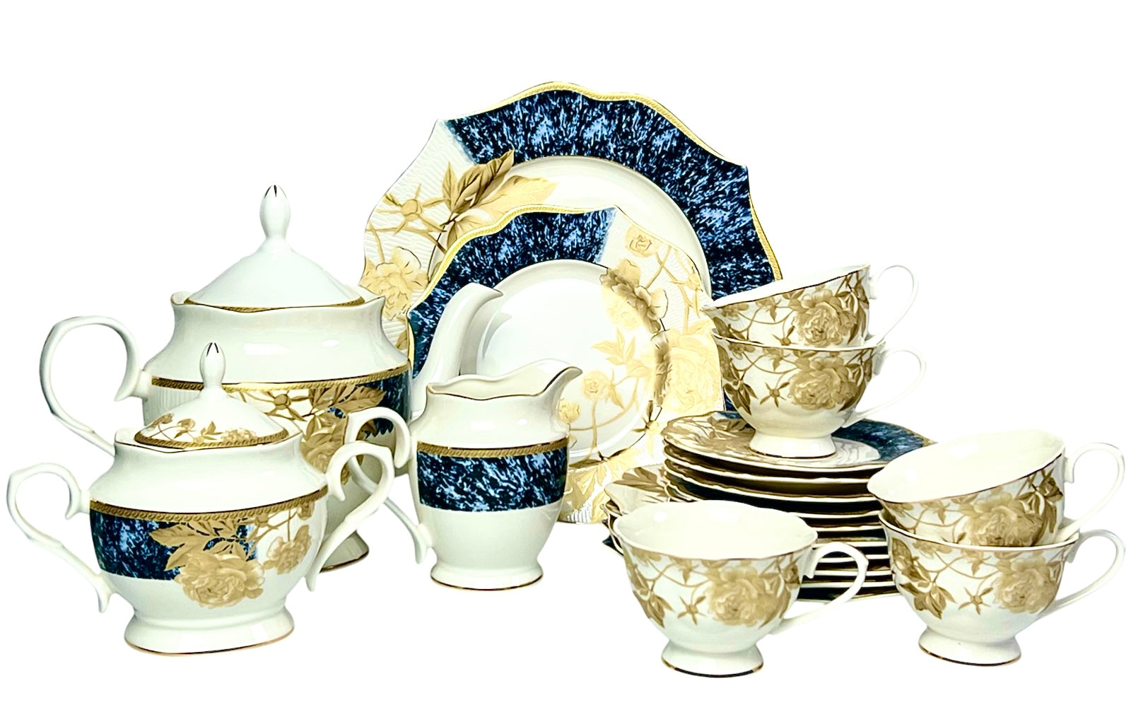 Imperial Midnight Gold Tea Set