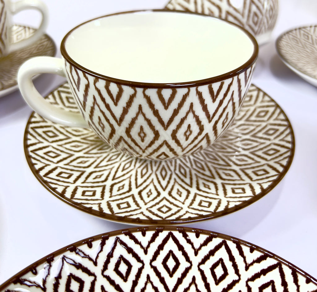 Earth Tone Cups And Saucers