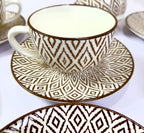 Earth Tone Cups And Saucers