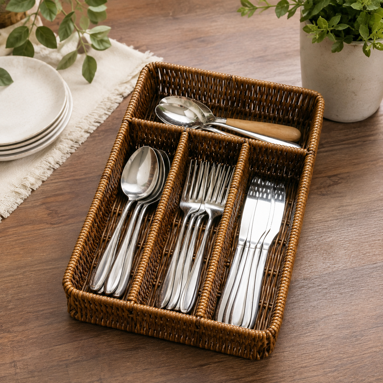 Dark Brown Cutlery Tray