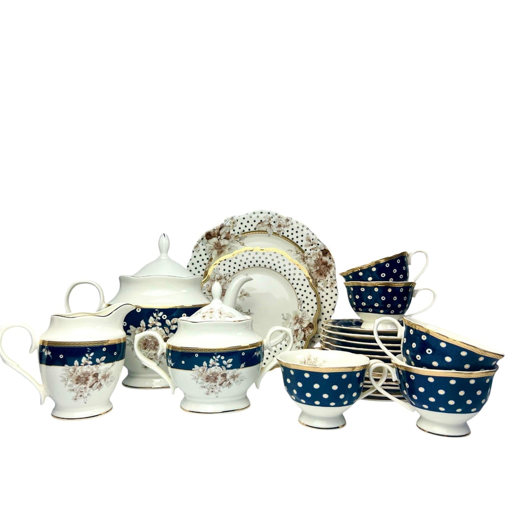 Navy Rose Luxe Tea Set