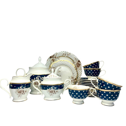 Navy Rose Luxe Tea Set