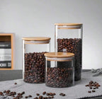 Bamboo lid air tight glass jars