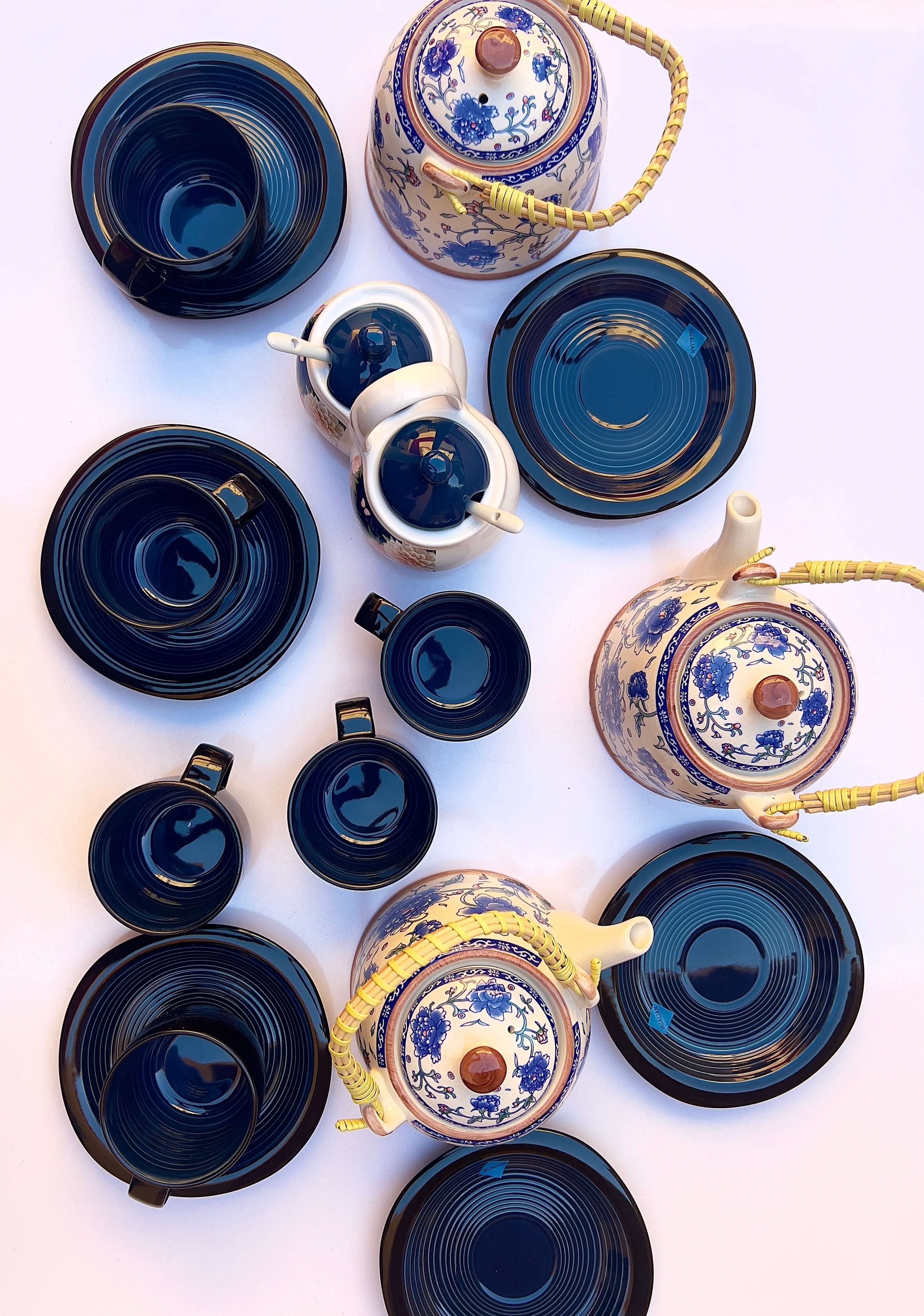 Midnight Blue Cups And Saucers Set