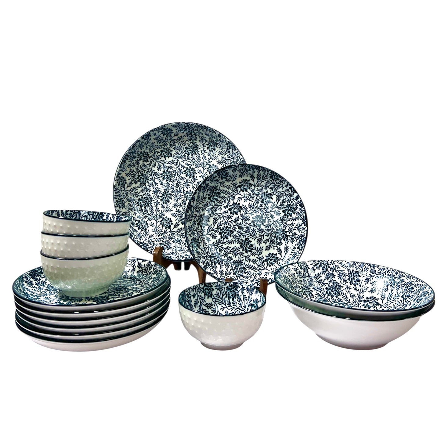 Navy Garden Rice Plate