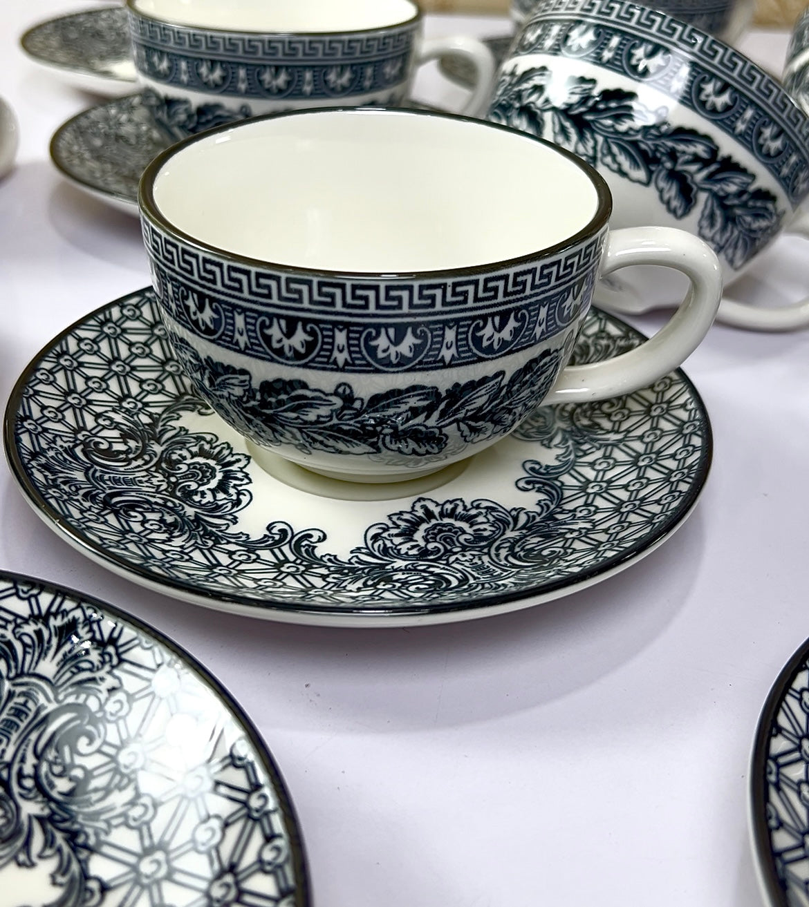 Midnight Black Cups And Saucers