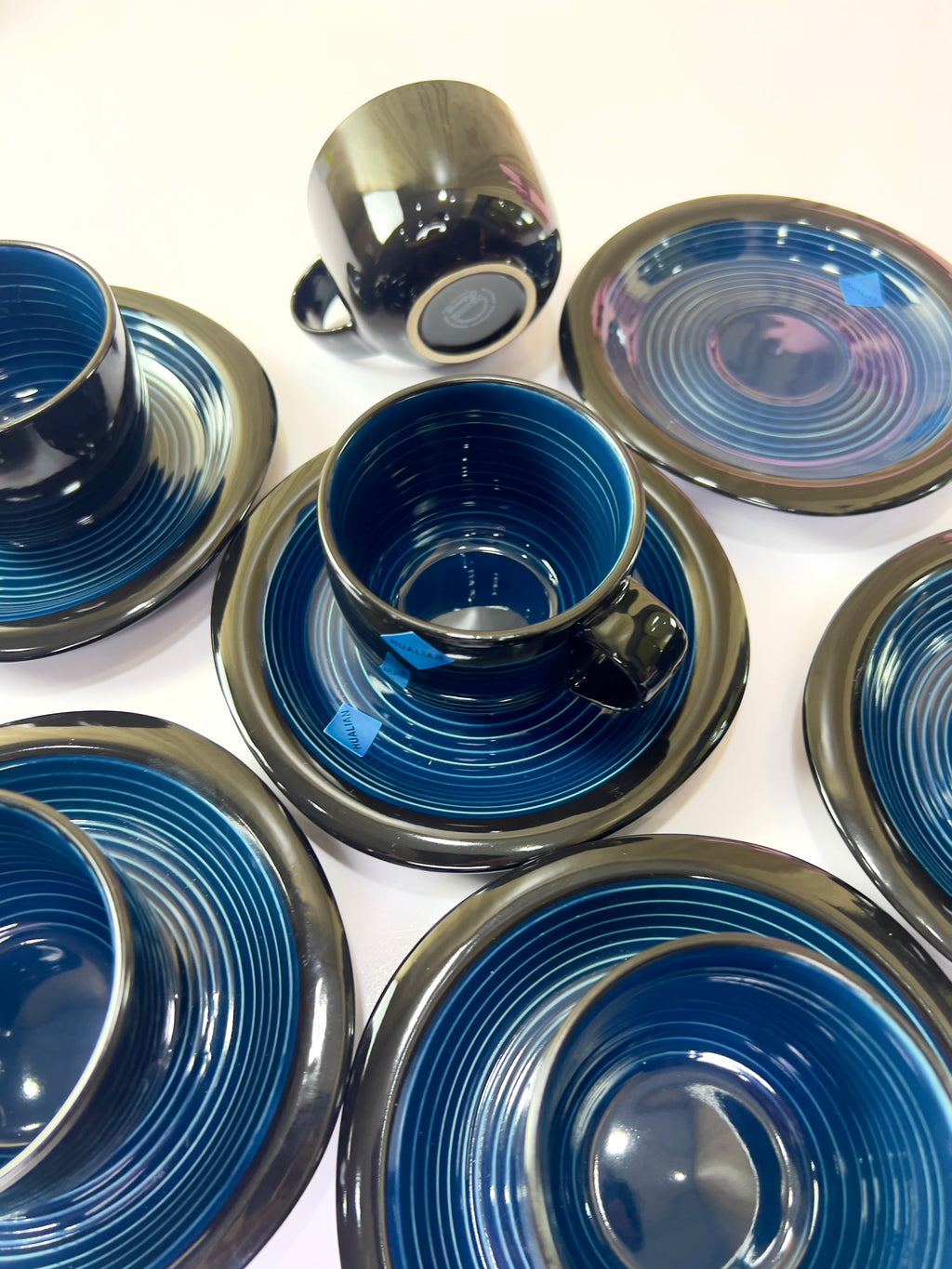 Midnight Blue Cups And Saucers Set
