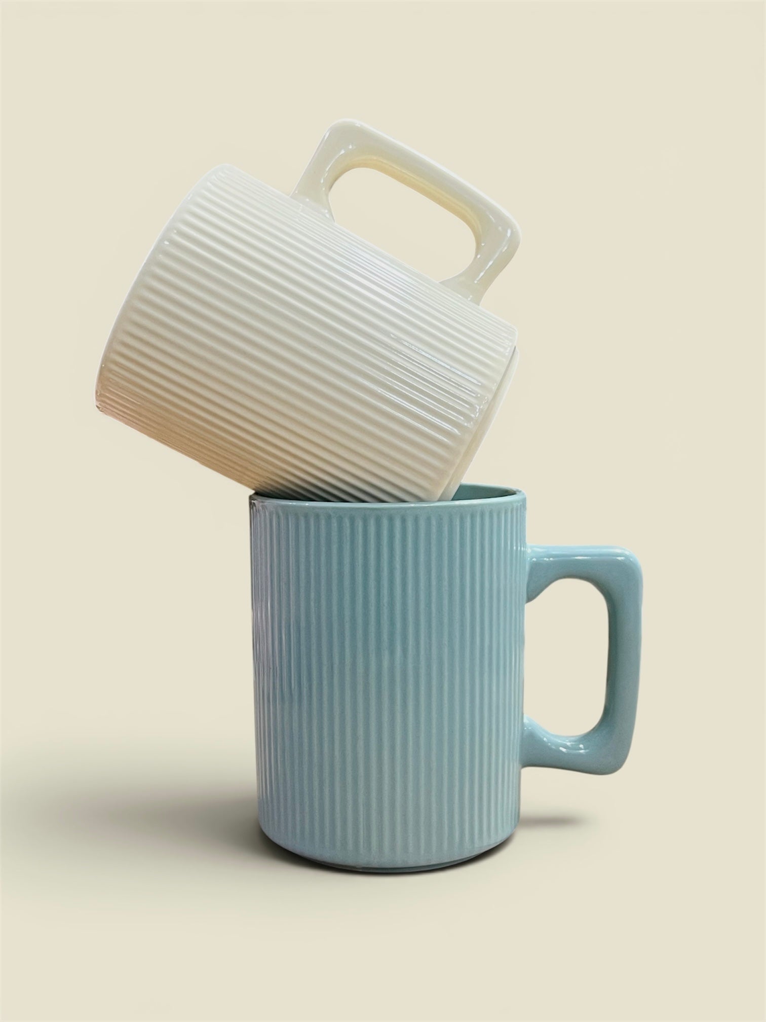 Light Pink Ribbed Mug