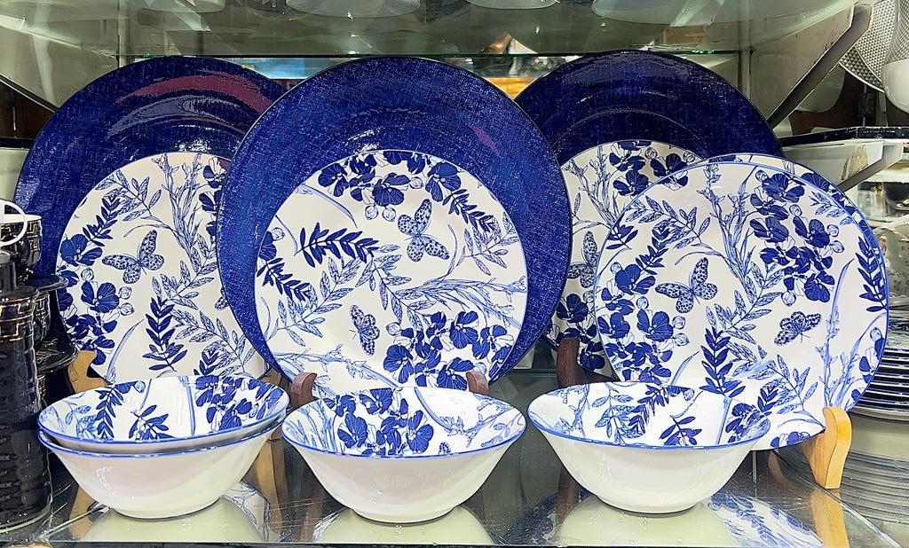 Ocean leaf 24 piece plate set