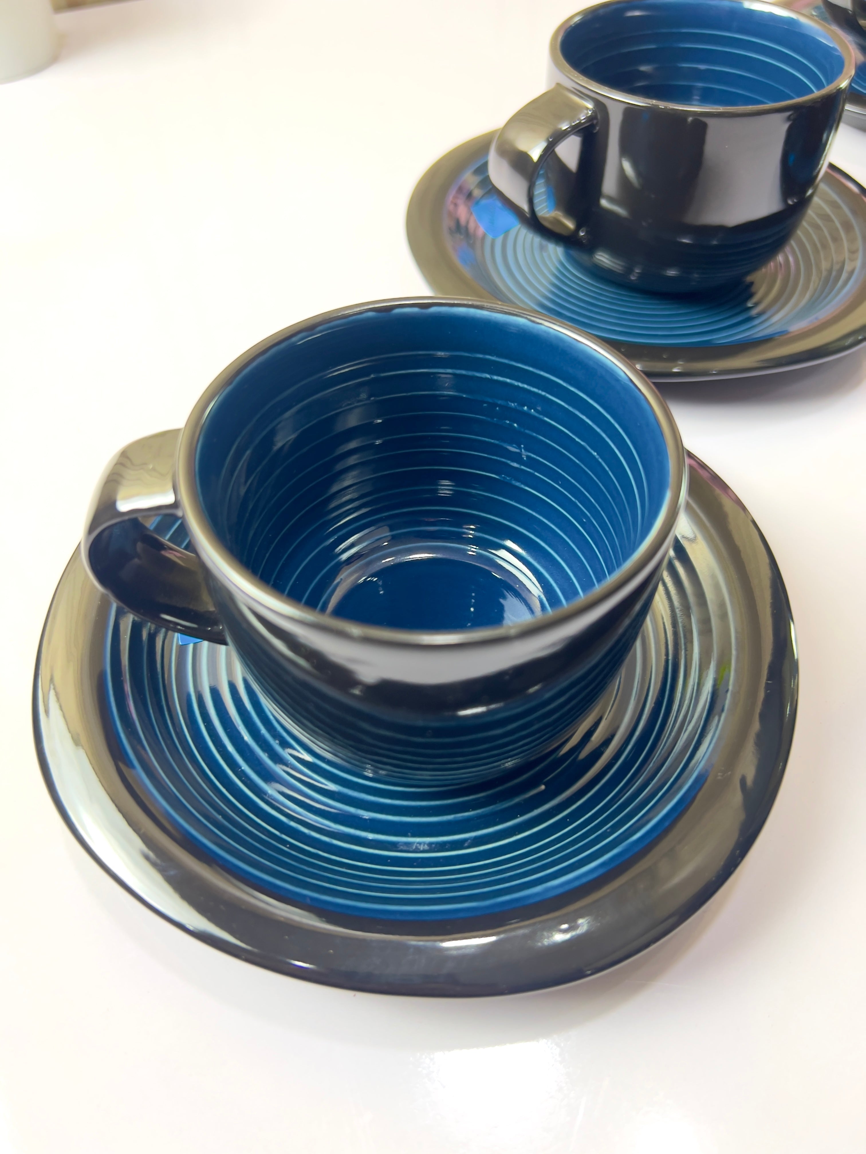 Midnight Blue Cups And Saucers Set