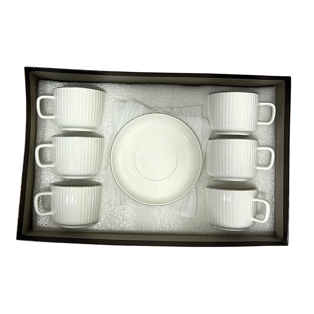 Luna White Cups And Saucers
