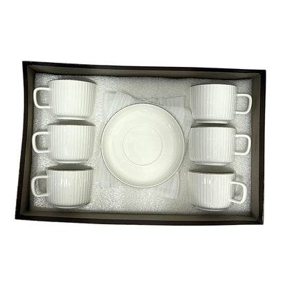 Luna White Cups And Saucers