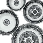 Midnight black 24 piece plate set