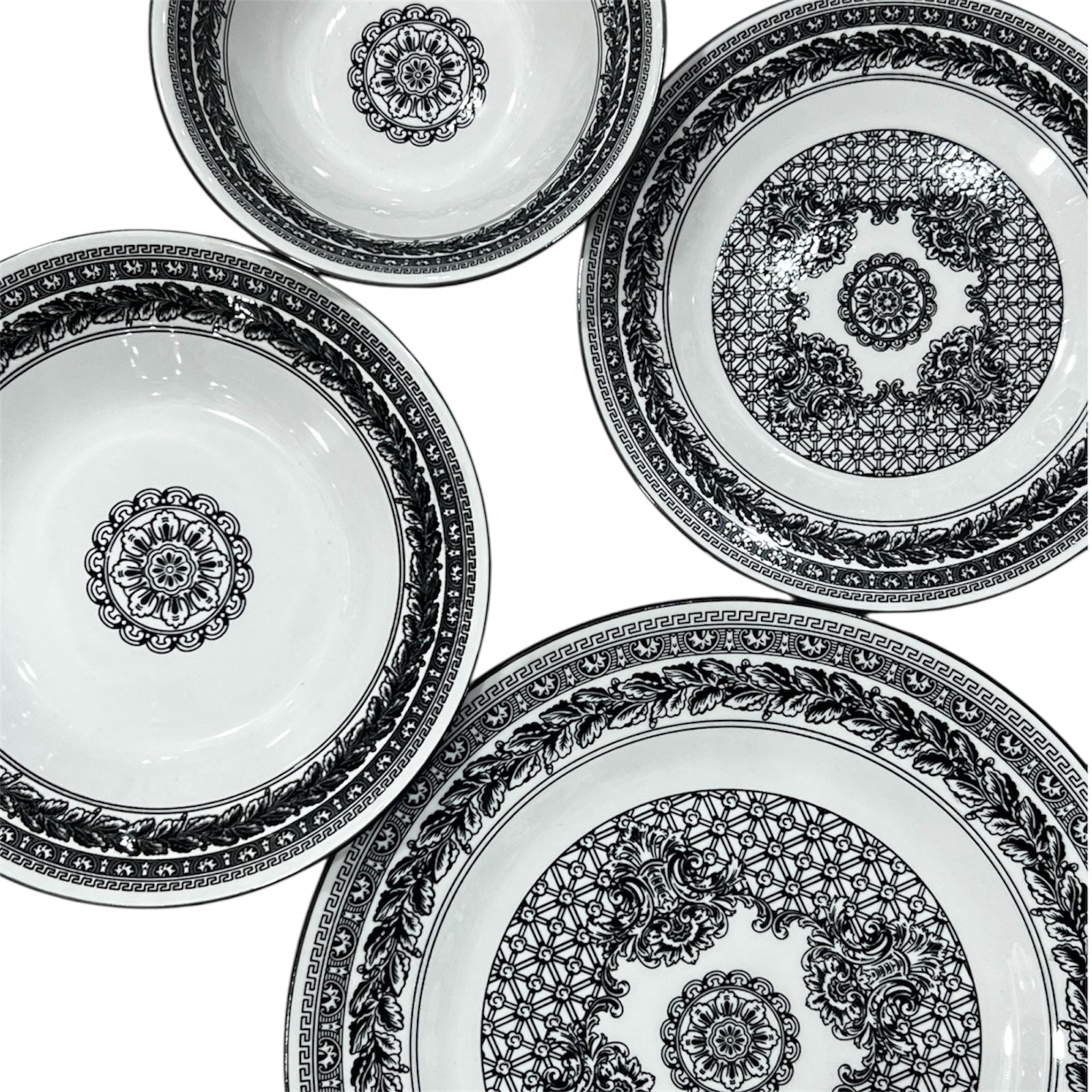 Midnight black 24 piece plate set