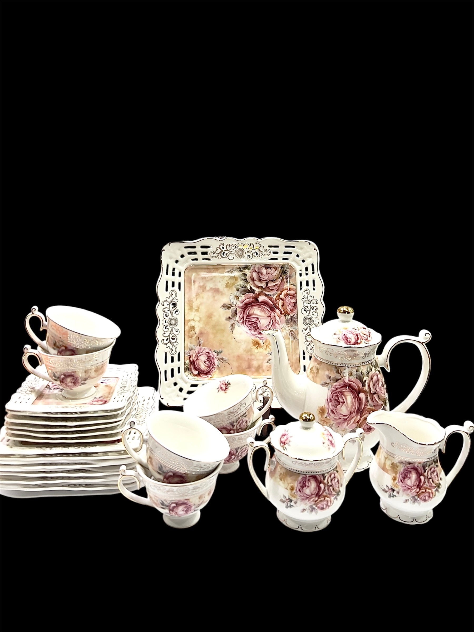 Floral Majesty Tea Set