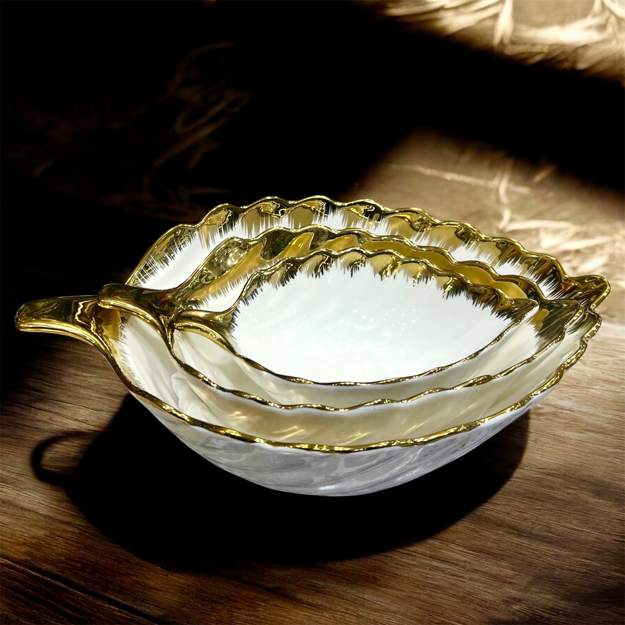 Golden Leaf Bowl Set