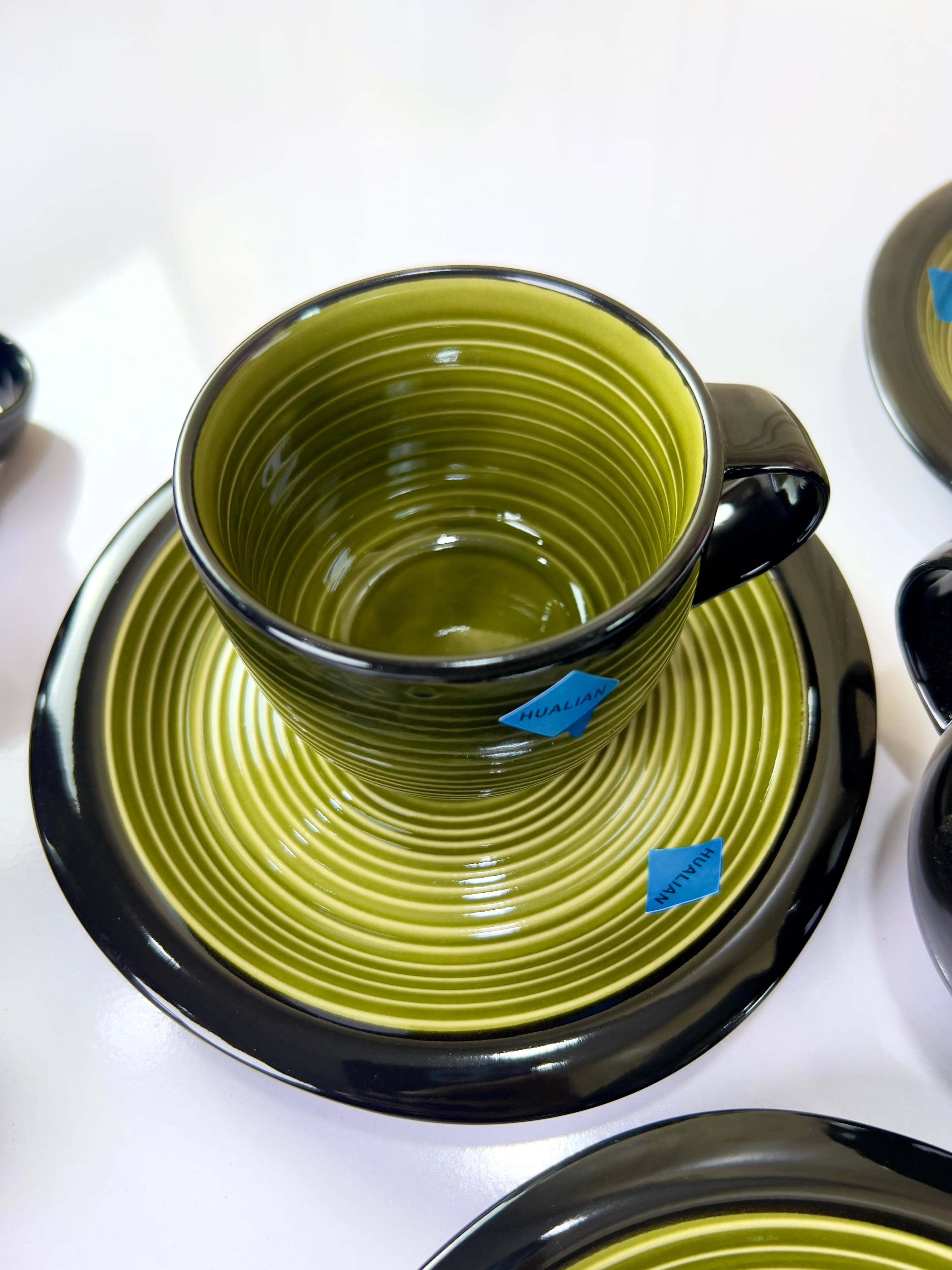 Olive Noir Cups and Saucers