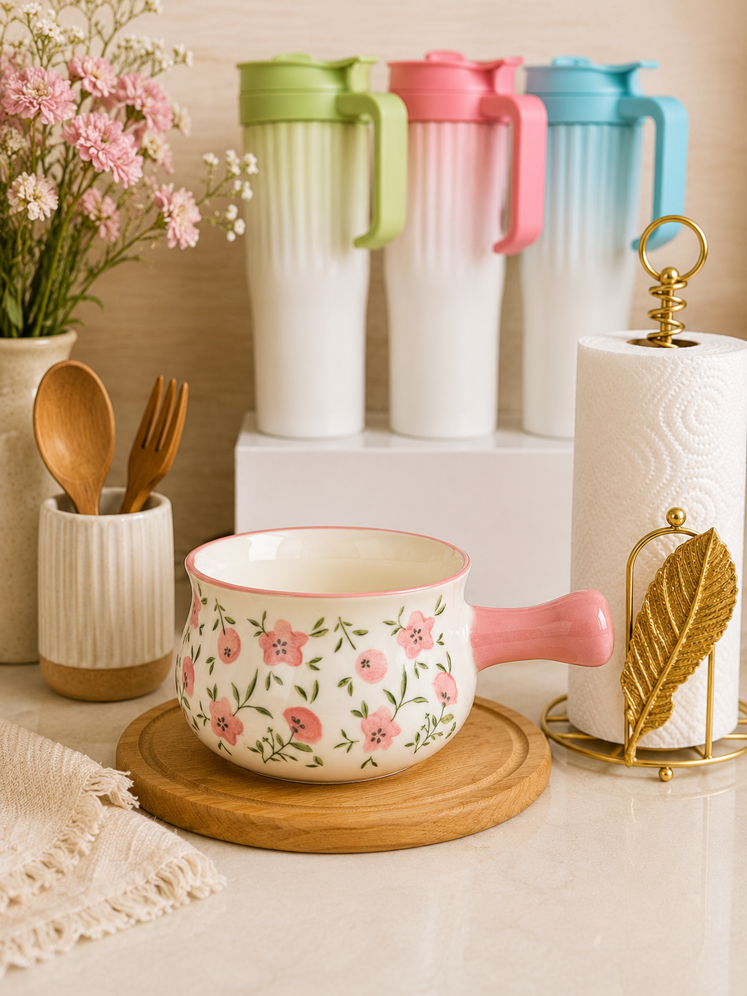 Floral Ceramic Pasta Bowl