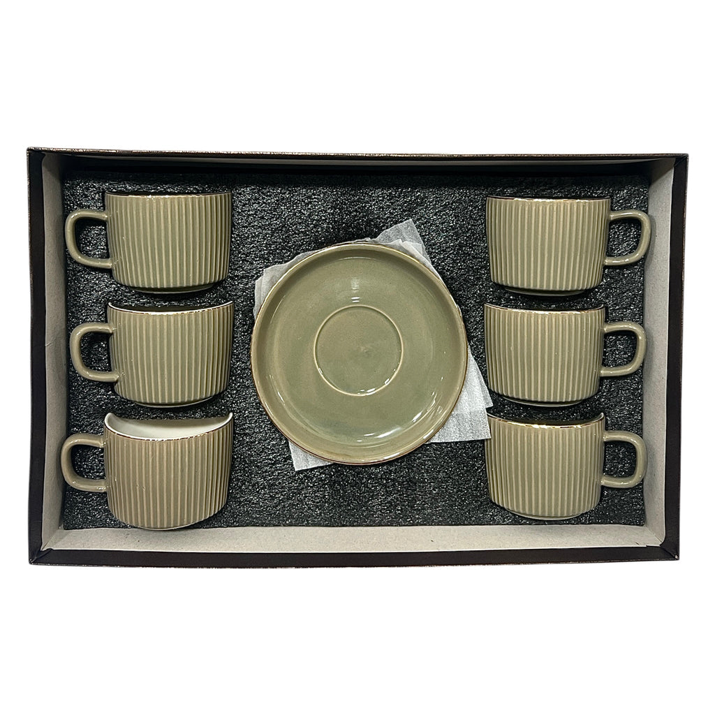 Olive Mist Cups And Saucers