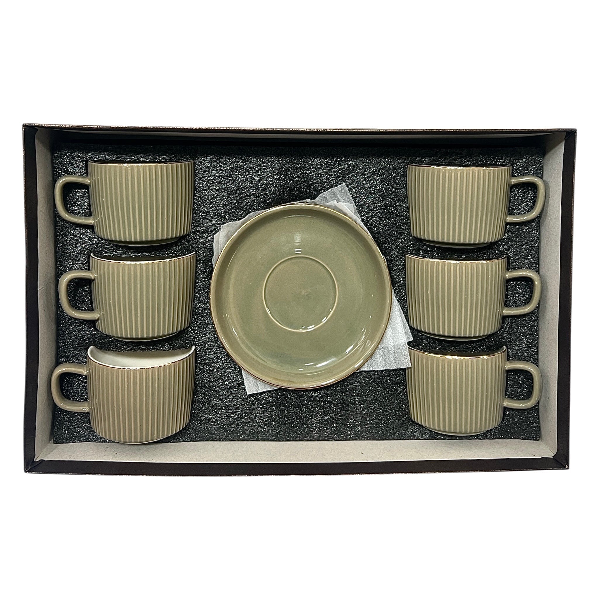 Olive Mist Cups And Saucers