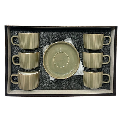 Olive Mist Cups And Saucers