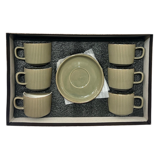 Olive Mist Cups And Saucers