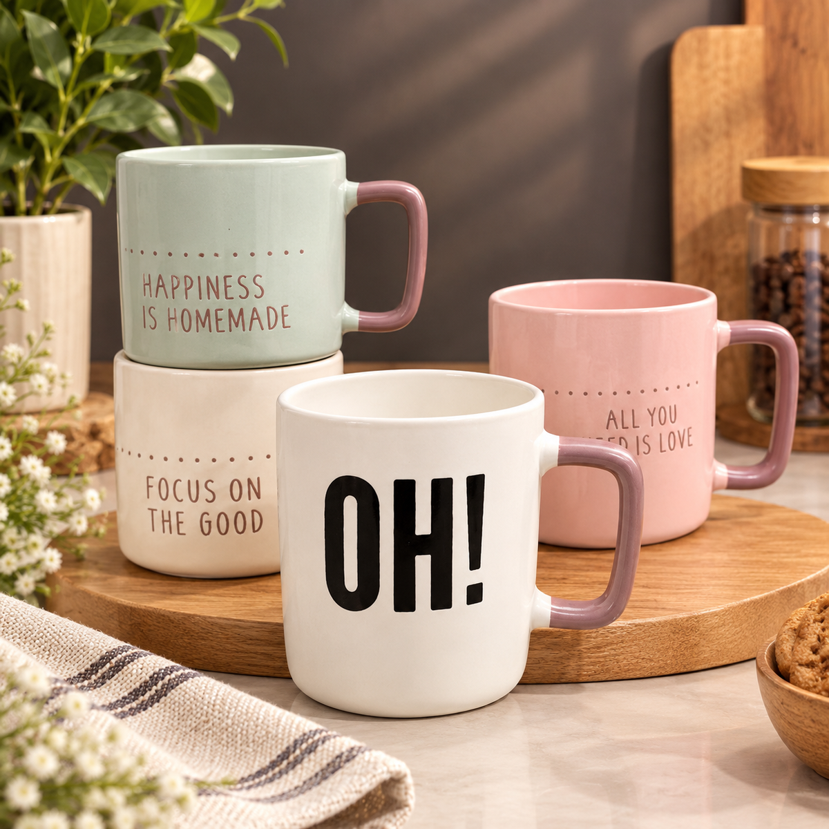 Pastel Bliss Ceramic Mug Set