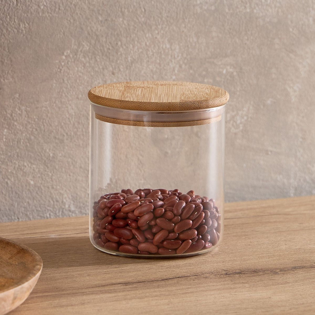 Bamboo lid air tight glass jars