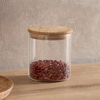 Bamboo lid air tight glass jars