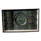 Noir Stoneware Cups And Saucers