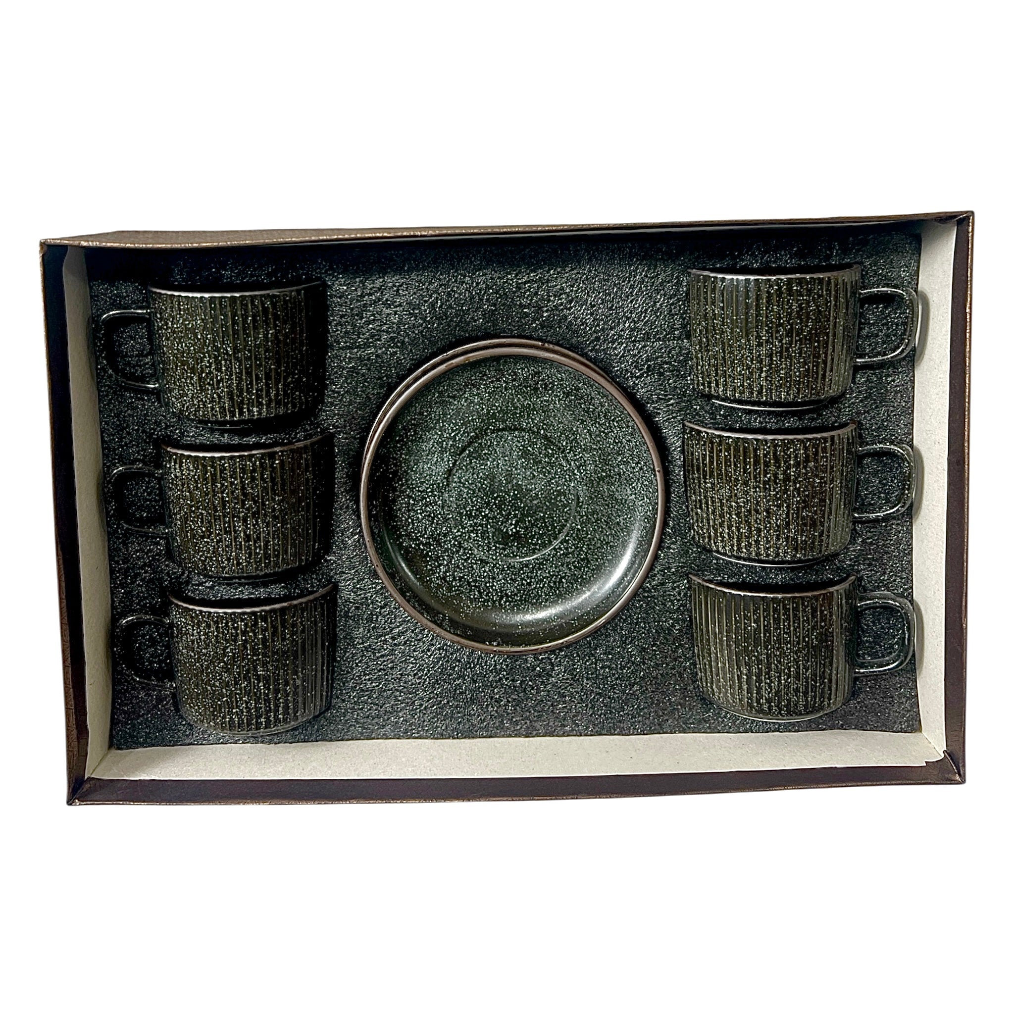 Noir Stoneware Cups And Saucers