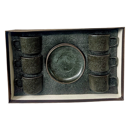 Noir Stoneware Cups And Saucers