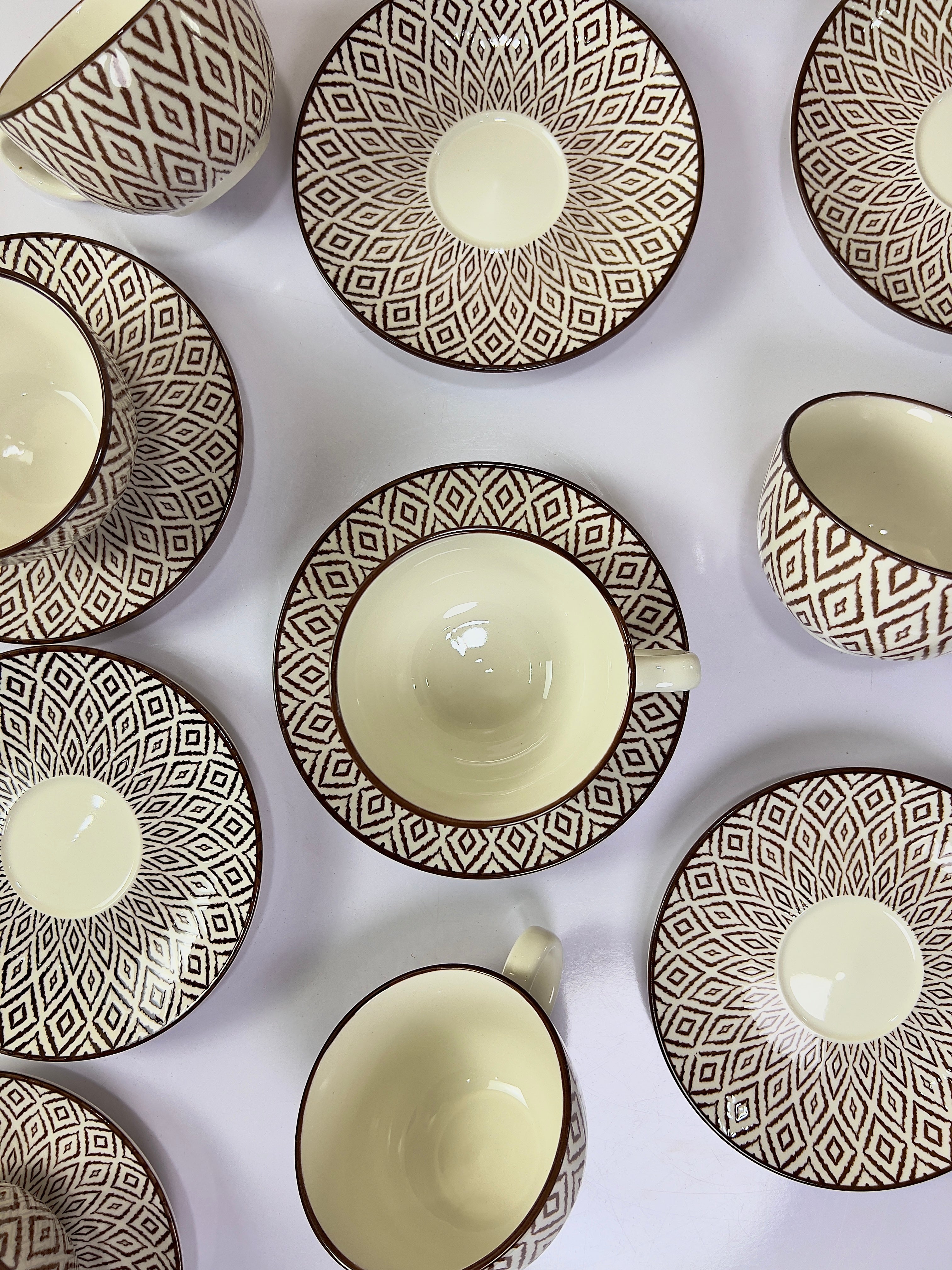 Earth Tone Cups And Saucers