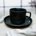 Noir Stoneware Cups And Saucers