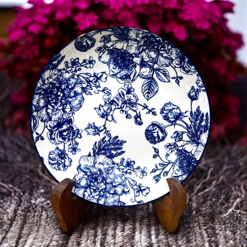 24 Pc Royal Blue Blossom Dinner Set