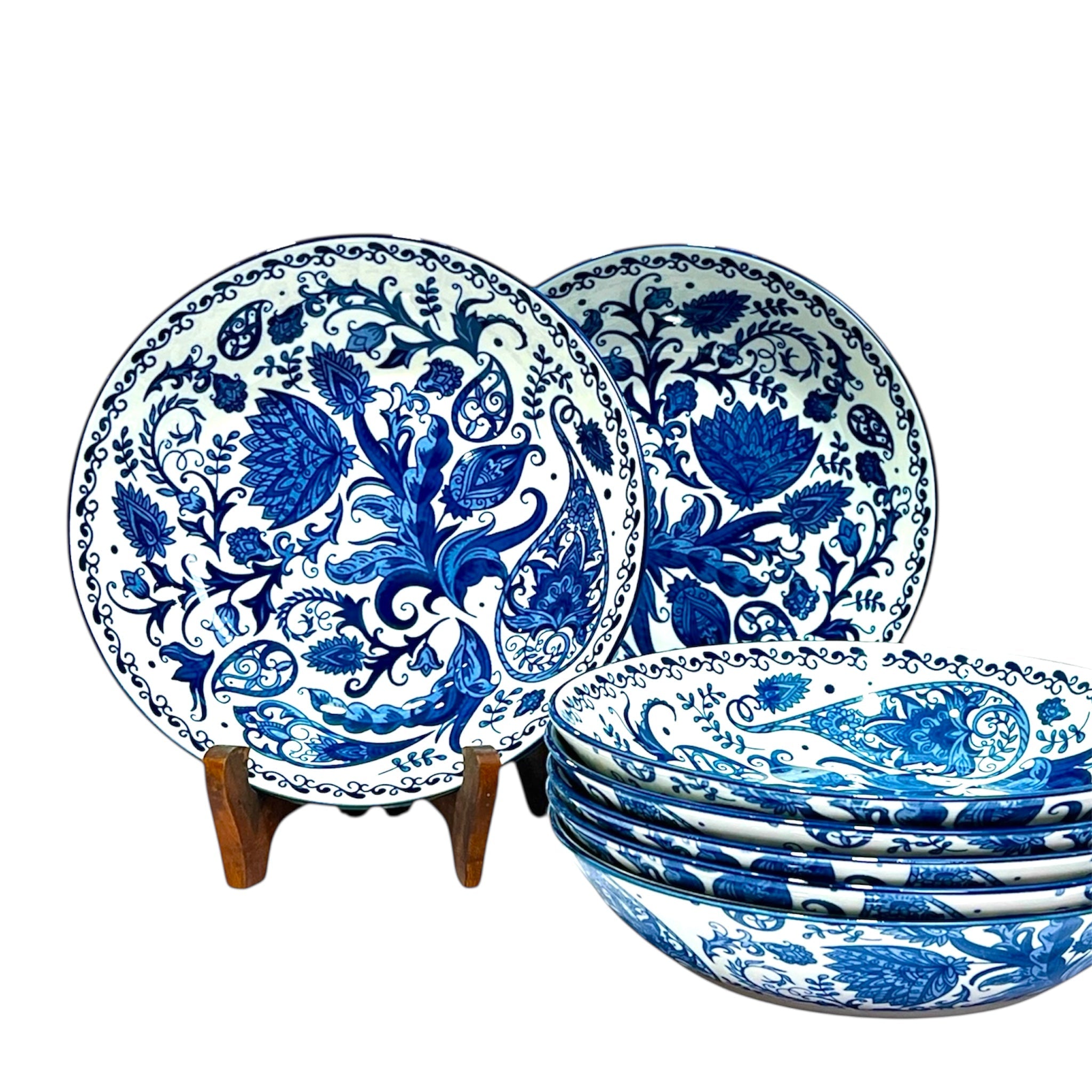 Azure Bloom Deep Plates