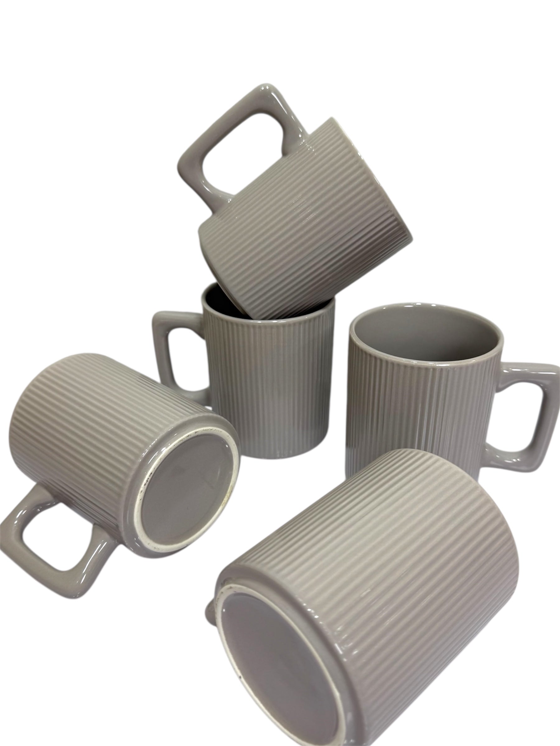 Grey Ribbed Mug